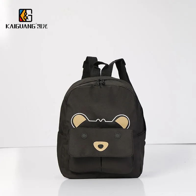 Adorable Cartoon Bear-Face Polyester Backpack for Kids