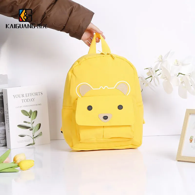 Adorable Cartoon Bear-Face Polyester Backpack for Kids