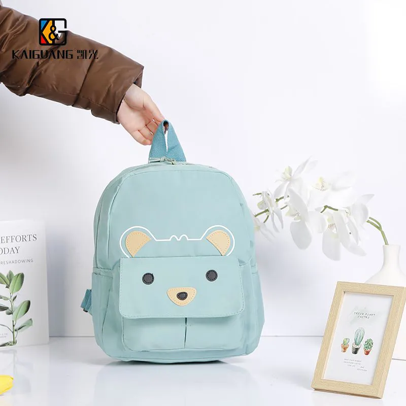Adorable Cartoon Bear-Face Polyester Backpack for Kids