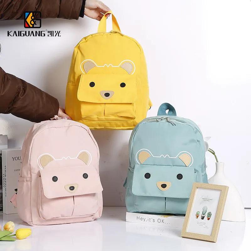 Adorable Cartoon Bear-Face Polyester Backpack for Kids