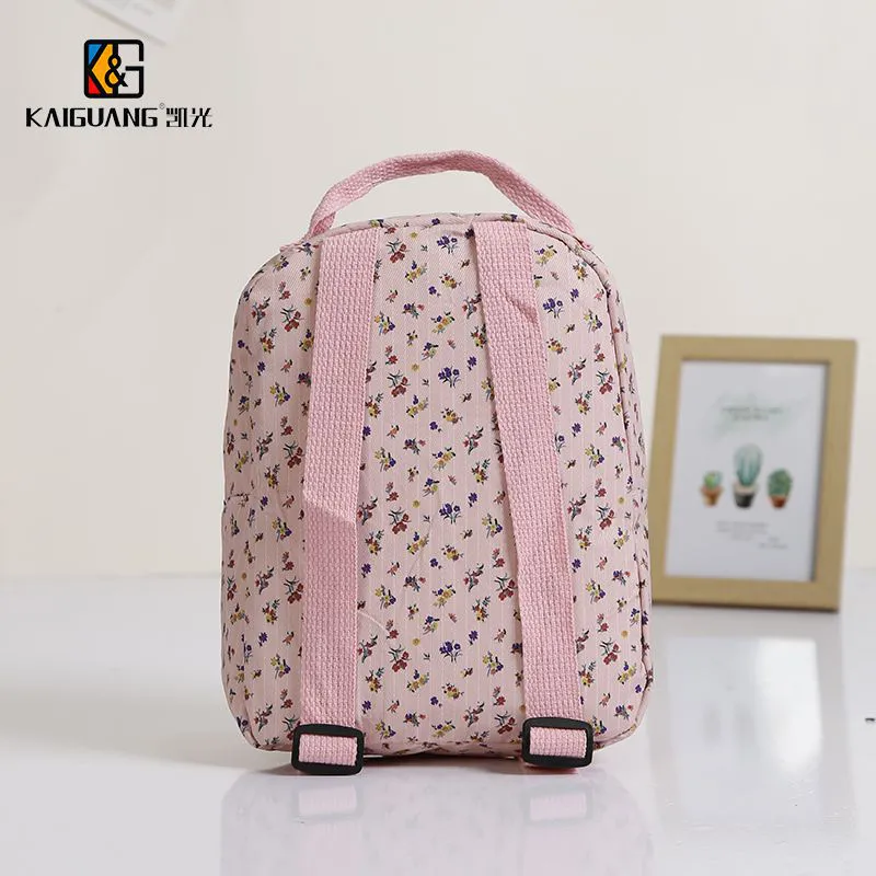 Pink Floral Kids Backpack with Bunny Ears