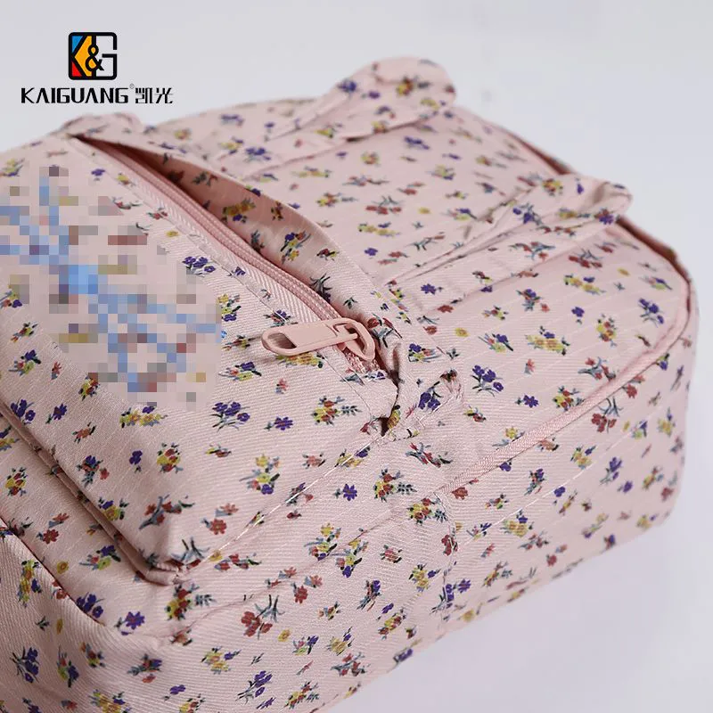 Pink Floral Kids Backpack with Bunny Ears