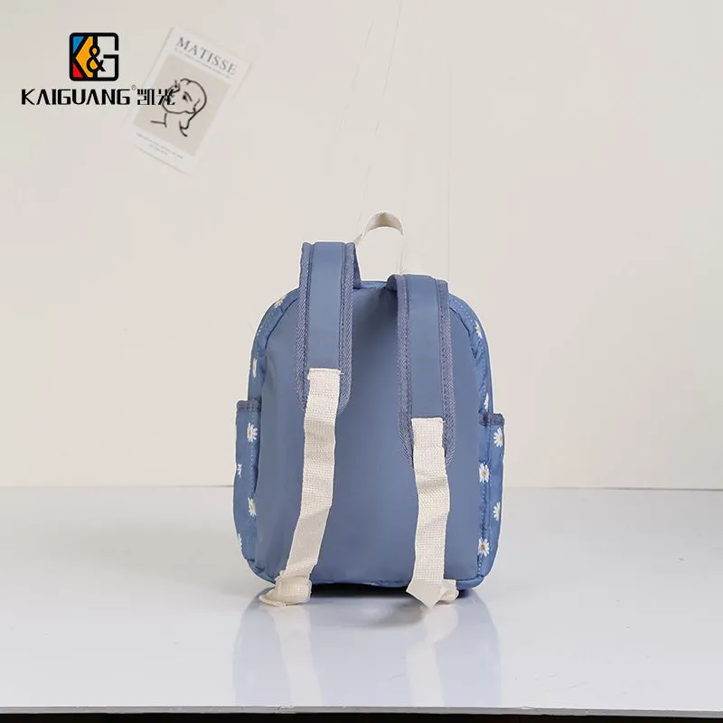 Trendy Quilted Blue Floral Polyester Backpack for Women