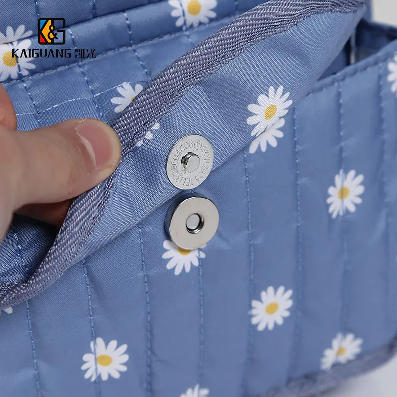 Trendy Quilted Blue Floral Polyester Backpack for Women