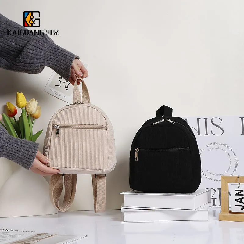 Mini Striped Corduroy Backpack