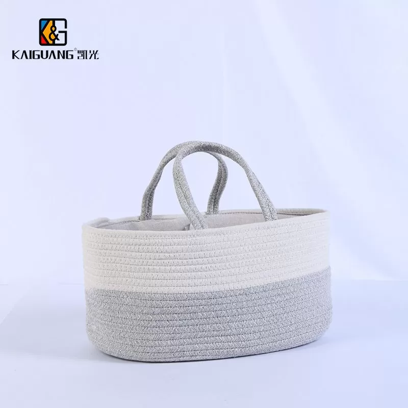 Cotton Rope Divided and Colored Storage Basket with Handle