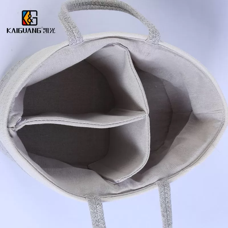 Cotton Rope Divided and Colored Storage Basket with Handle