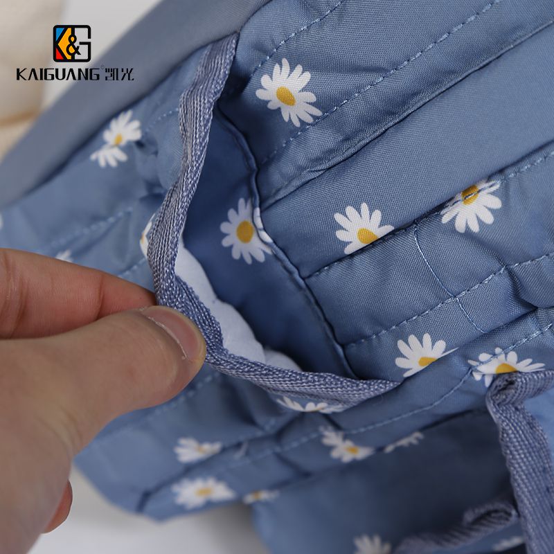 Trendy Quilted Blue Floral Polyester Backpack for Women